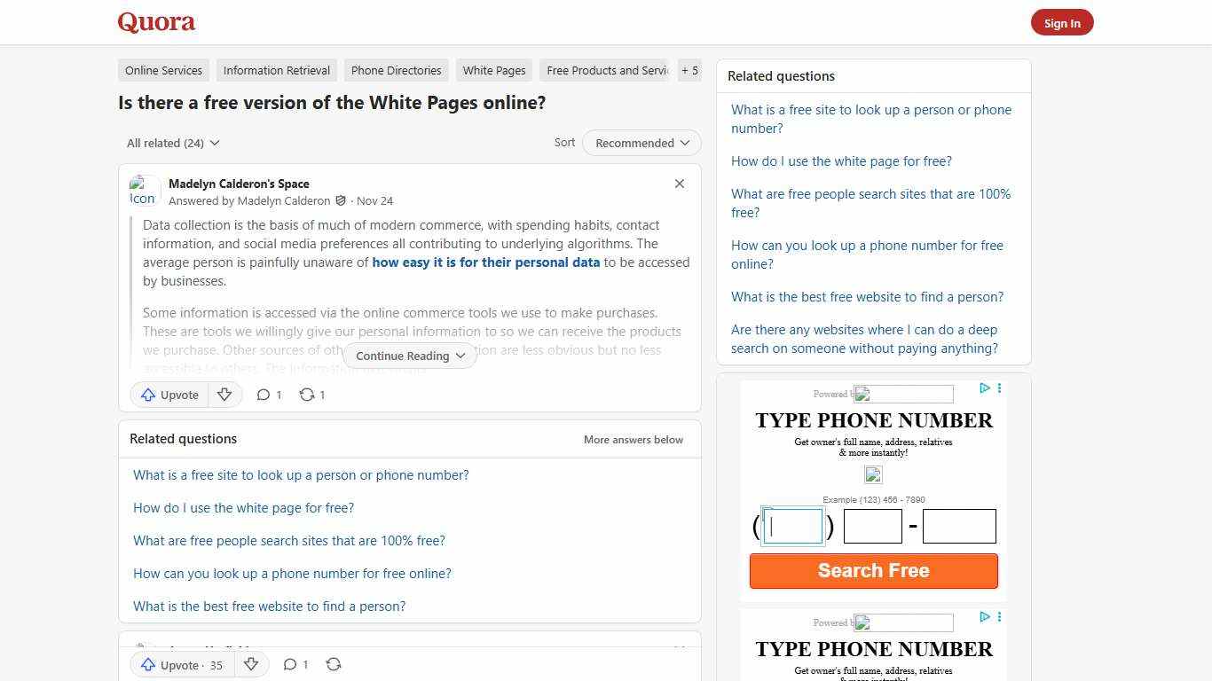 Is there a free version of the White Pages online? - Quora